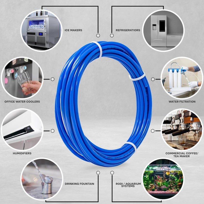 Metpure 1/4 "" OD 25 قدم طول الأنابيب لأنظمة تنقية المياه منزوعة الأيونات بالتناضح العكسي والثلاجات والأجهزة الأخرى (1/4 OD ""، 25 قدمًا، أزرق) - Image 3